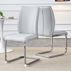 NicBex PU Leather Dining Chairs Set of 2,Upholstered Armless Kitchen Chair with High Back and Arched Metal Legs for Dining Room,Kitchen - 1 of 4