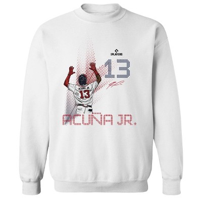 MLBPA Men's Acuña Jr Pw Licensed Mlb Players Atlanta Braves Mlb  Baseball Ronald Acuña Jr. Long Sleeve Graphic Cotton Pullover Sweatshirt - White XL