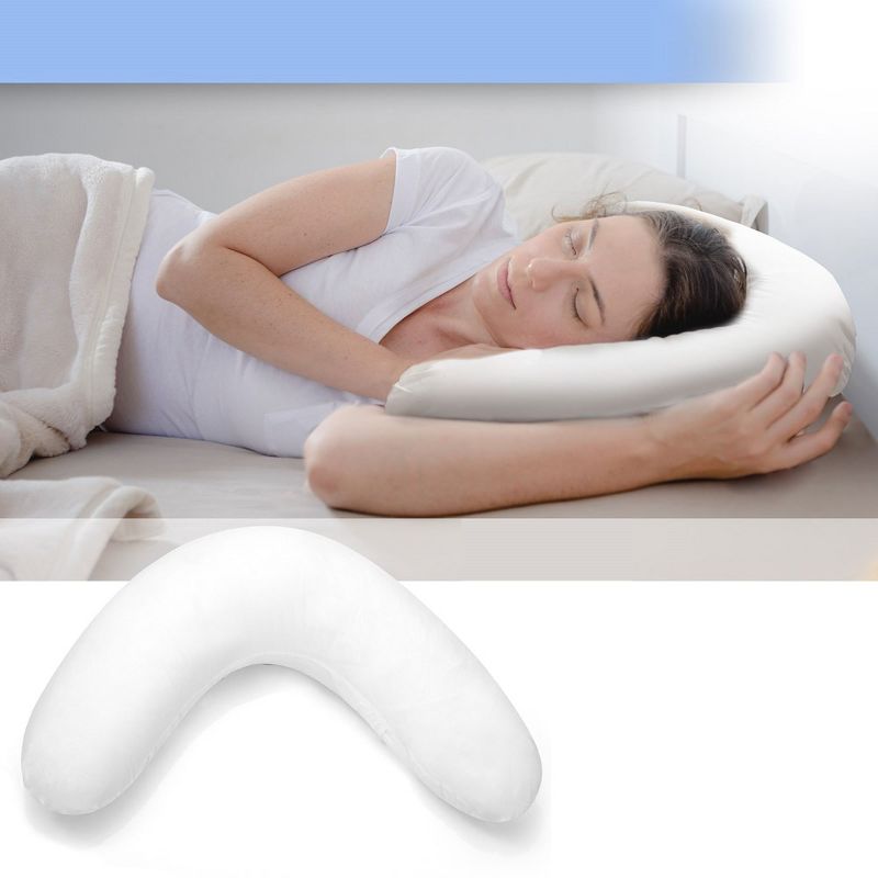 Cheer Collection Boomerang Shape Bed Pillow with Washable Cover for Side Sleeper - 24" x 24", 4 of 8