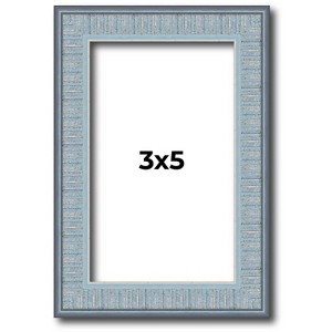 PosterPalooza | Photo Size Textured Blue Picture Frame - UV Acrylic, Foam Board Backing, Hanging Hardware - 1 of 4