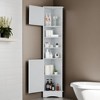67"Tall Narrow Corner Cabinet for Bathroom, Multi-Functional Storage Cabinet with Doors and Shelves - Leovsnove - 2 of 4