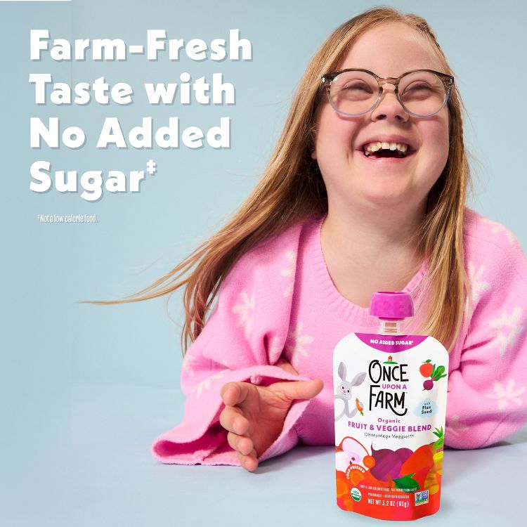 Once Upon a Farm OhMyMegaVeggie Apple, Carrot, Beet Organic Kids' Snack - 3.2oz Pouch, 6 of 12