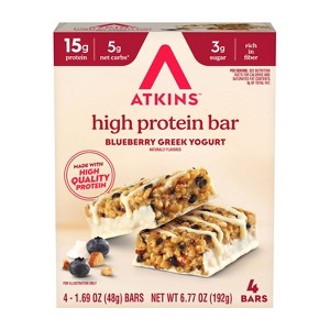 Atkins High Blueberry Greek Yogurt Protein Bars - 15g Protein - 6.77oz/4pk - 1 of 4