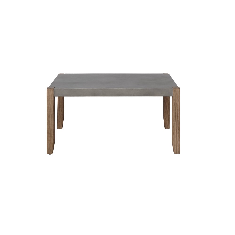 Photos - Coffee Table 36" Davenport Faux Concrete and Wood  Light Amber - Alaterre F