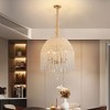 20 Inch 6-Light K9 Crystal Pendant Light with Cascading Crystal Bead Strings and Gold Finish for Living Room,Bedroom,Dining Area (Bulb Not Included) - 3 of 4