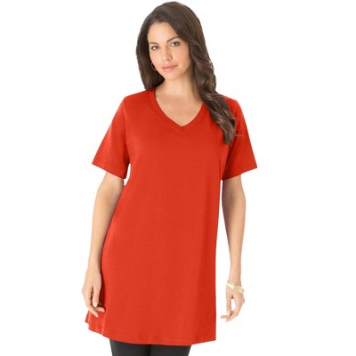 Roaman's Women's Plus Size Short-Sleeve V Neck Ultimate Tunic