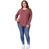 Women's Plus Size Crew Neck Pleated Long Sleeve Casual Tunic Tops - Agnes Orinda - 3 of 4
