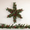 Northlight Pre-Lit Battery Operated Mixed Pine and Berries Christmas Snowflake Wreath - 32" - Warm White LED Lights - 2 of 4
