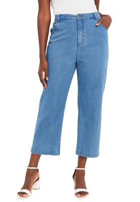 Jessica London Women's Plus Size Classic Cotton Denim Capri