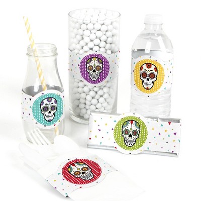 Big Dot of Happiness Day of the Dead - DIY Party Supplies - Sugar Skull Party DIY Wrapper Favors and Decorations - Set of 15