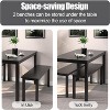 Tangkula 3pcs Wood Dining Table w/ 2 Benches 3 PCS Dining Table Set Solid Acacia Wood Legs Space-Saving Design Modern Style Black - 3 of 4