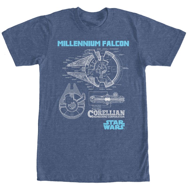 Men's Star Wars Corellian Schematic Print T-Shirt, 1 of 4