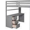 Sapphtopaz Loft Bed with Drawers Desk & Wardrobe,Wood Bed Frame with Ladder & Safety Guardrail,Space-Saving Bunk Bed for Teens & Kids - 3 of 4