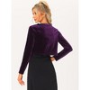 INSPIRE CHIC Women's Cocktail Party Open Front Long Sleeve Cropped Velvet Shrug Cardigan - 4 of 4