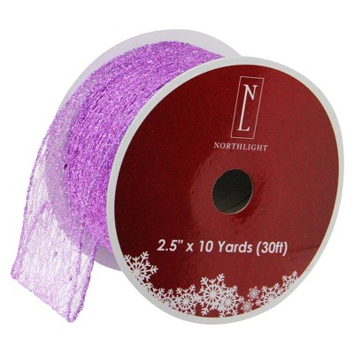 Northlight Pack of 12 Purple Glittering Christmas Wired Craft Ribbons 2.5" x 120 Yards