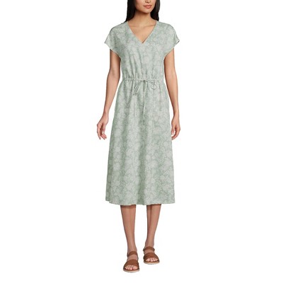 Lands' End Women's V-Neck Midi Dress made with TENCEL Fibers