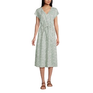 Lands' End Women's V-Neck Midi Dress made with TENCEL Fibers - 1 of 2
