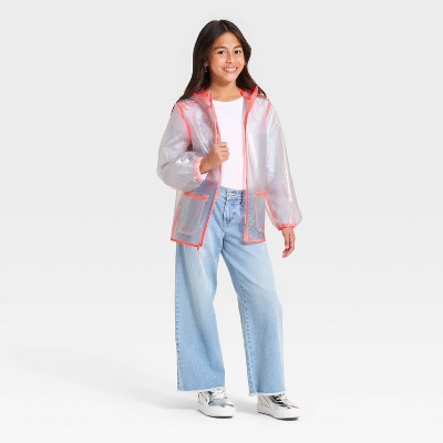 Детские куртки Cat & Jack Girls' Puff Sleeve Clear Glitter Rain Jacket - Cat & Jack™ Pink M — фото 2
