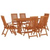 vidaXL Solid Eucalyptus Wood Patio Dining Set with Reclining Chairs and Umbrella Hole - Outdoor Garden Dining Set, Brown Farmhouse Style - 3 of 4