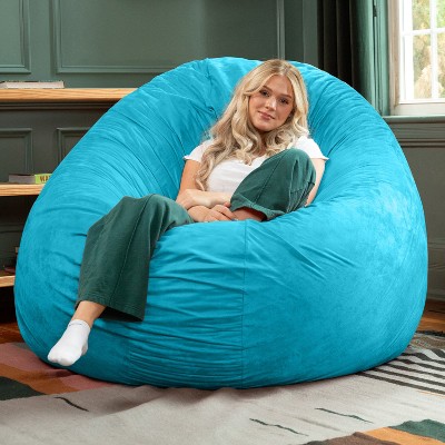 Jaxx 6 Foot Teal Microsuede Bean Bag Chair with Removable Cover