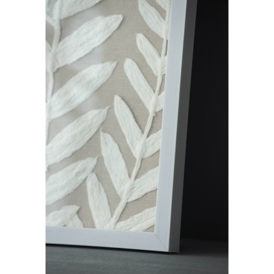 Set of 2 White Botanical Paper Shadow Box Wall Decor with MDF Frame