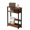 Narrow Side Table with Storage Shelf, 3-Tier Slim End Table with Magazine Holder, Modern Sofa Thin Tables - 3 of 4