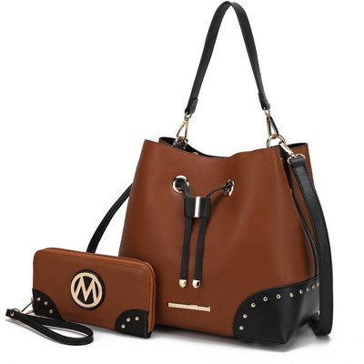 MKF Collection Candice Color Block Bucket Bag with matching Wallet by Mia K