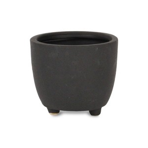 Cheung's Parlo Raised Textured Round Ceramic Pot- Medium - Dark Gray - 1 of 4