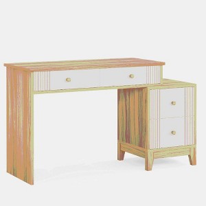 Resenkos Computer Desk, Office Desk, Study Desk,4-Drawer Computer Desk, Wooden Study Writing Table with Storage,Brown - 1 of 1