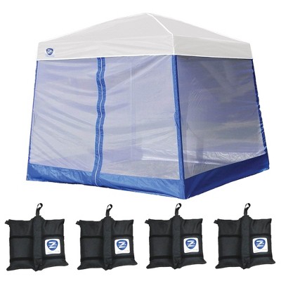 Z-Shade 10' x 10' Peak Canopy Straight Leg Instant Shelter with Screen & Weights
