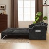 82.7"W 3-in-1 Convertible Sofa Bed with USB Charging, Storage & Cup Holders, Corduroy Sofa Couch Chaise Lounge - ModernLuxe - 4 of 4