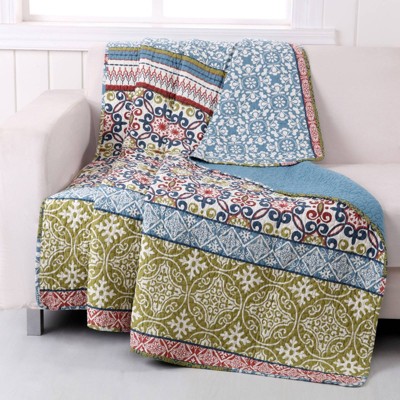 Greenland Home Fashions 50"x60" Shangri-La Throw Blanket: Quilted Abstract Cotton, Woven, Multicolored, All Ages