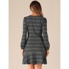 Allegra K Women's Tweed Vintage Casual Puff Sleeves Ruffle Hem Dress - 3 of 4