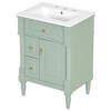 JANSNO 24" Freestanding Bathroom Vanity with Sink, Flip Drawer, Adjustable Shelf & Metal Handles - 2 of 4