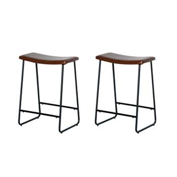 Set of 2 Easton Saddle Counter Height Barstools Brown/Black - Acessentials