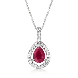 Ross-Simons 1.00 Carat Ruby and .26 ct. t.w. Diamond Pendant Necklace in 14kt White Gold Size 20 - 1 of 3