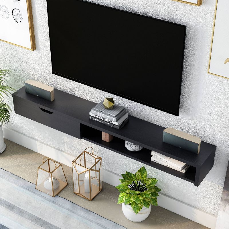 Roundhouse 1 Drawer Floating Console Fits Tv's Up To 65" - HOMES: Inside + Out, 6 of 9