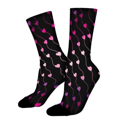 Heart On A String Pattern Women Printed Crew Socks Funny Funky Socks Soft Polyester Novelty Gifts for Artists Men