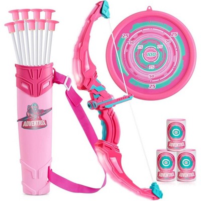 Syncfun Pink Bow and Arrow Set for Girls, Archery Toy Set with 9 Suction Cup Arrows, Target & Arrow Case Indoor Outdoor Toy