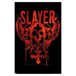 Trends International Slayer - Diabolus In Musica - Skull Framed Wall Poster Prints White Framed Version 14.725" x 22.375" - 1 of 4
