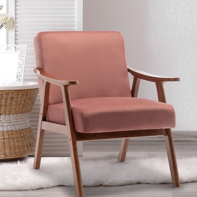 CAVINAS Mid-Century Modern Accent Chair, Extra-Thick Backrest Wingback Chair with Solid Wood Frame, for Living Room, Bedroom, and Reading Room