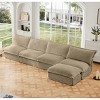 Upholstered Sectional Sofa, 4 Seater Armless Sectional Sofa with Reversible Ottoman, Sectional Sofas with Corduroy Fabric-Cuddlewood - 3 of 4