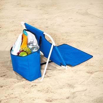 The Lakeside Collection Folding Beach Chair with Cooler - Blue
