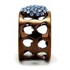 Slickblue Women's Heart Cut-Out Ring, Brown, Aquamarine Heart Cluster, Coffee IP Finish, Stainless Steel, Sizes 5–10 - 3 of 4