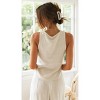 Women's Plain Drawstring Sleeveless Crop Top and Wide - Leg Split Trousers Set - 4 of 4