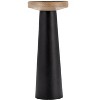 Black Mango Wood & Iron Pillar Candle Holder - Rustic Modern Taper Candle Stand - Decorative Home Accent for Living Room, Bedroom, Office - 12" Black - 2 of 4