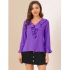 INSPIRE CHIC Women's Office Work Ruffle V Neck Long Sleeve Chiffon Peasant Blouse - 2 of 4