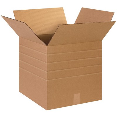 The Packaging Wholesalers Multi-Depth Corrugated Boxes 15" x 15" x 15" Kraft 25/Bundle BS151515MD