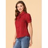 INSPIRE CHIC Women's Retro Dots Print Bow Tie Peter Pan Collar Chiffon Blouse - 4 of 4