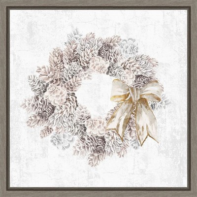 Amanti Art Pinecone Wreath by PI Studio Canvas Wall Art Print Framed 16 x 16-in.